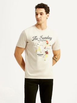 Levi's - Mens Graphic Print Off-White Crew Neck T-shirt