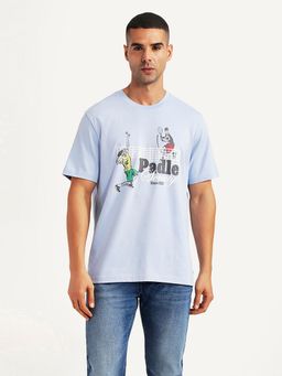 Levi's - Mens Graphic Print Light-Blue Crew Neck T-shirt