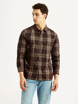 Levi's - Mens Checkered Brown Slim Fit Casual Shirt