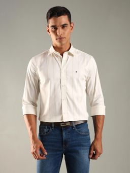 Tommy Hilfiger - Printed Regular Fit Satin White Casual Shirt