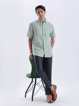 TURMS - Mens Kansas Linen Green Casual Shirt
