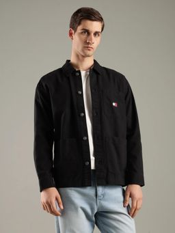 Tommy Hilfiger - Solid Oversized Fit Cotton Black Casual Shirt