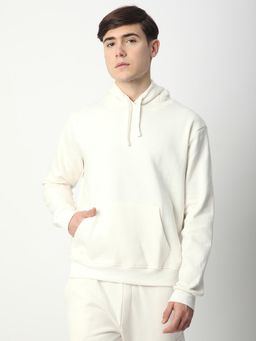R&B - Ivory Solid / Plain Regular Men Sweatshirt