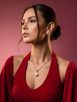 ADIVA - 1 Gram Gold-Plated Polki Kundan & Stone Minimal Luxe Pendant Necklace Set