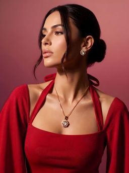 ADIVA - 1 Gram Gold-Plated Polki Kundan & Stone Hexagon Luxe Pendant Necklace Set