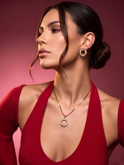 ADIVA - 1 Gram Gold-Plated Ad Stone Circular Pendant Necklace Set