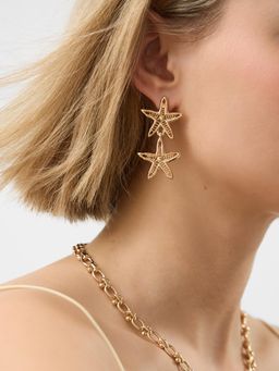 Accessorize London - Women's Double Starfish Drop Earrings