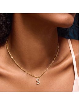 Accessorize London - Women's 14K Gold-Plated Stone Initial (S) Pendant Necklace