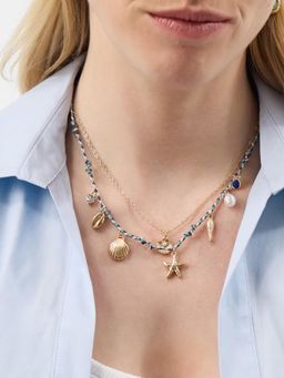 Accessorize London - Women's Shell Charm Cord Necklaces (Pack Of 2)