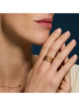 Accessorize London - Women's 14K Gold-Plated Stacking Stone Rings (Pack Of 3)