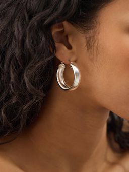Accessorize London - Women's Chunky Hoop Silver Earrings