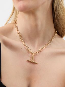 Accessorize London - Women's T-Bar Link Chain Necklace Gold