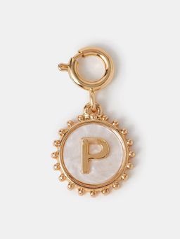 Accessorize London - Women's Initial (P) Pearl Coin Jewellery Charm Gold