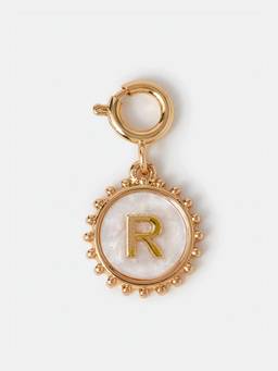 Accessorize London - Women's Initial (R) Pearl Coin Jewellery Charm Gold