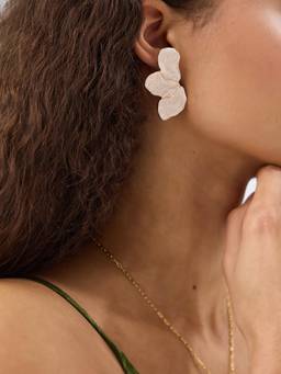 Accessorize London - Women's Half Flower Enamel Stud Earrings