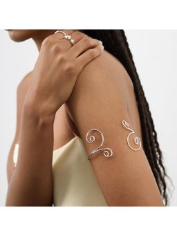 Accessorize London - Women's Swirl Metal Armlet Silver
