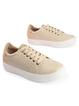 D'Shoe Lounge - Lace-Up Beige Sneakers