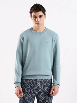 Calvin Klein - Men's Blue Solid Regular Fit Cotton Sweatshirt