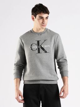 Calvin Klein - Men's Grey Logo Regular Fit Cotton Sweatshirt