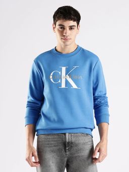 Calvin Klein - Men's Blue Logo Regular Fit Cotton Sweatshirt