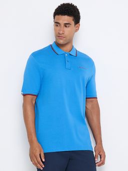 Ben Sherman - Blue Cotton Collar Neck Polo T-Shirt