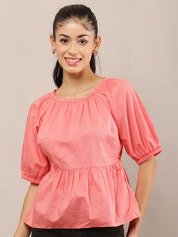 NOBARR - Women Pink Solid Cotton Top