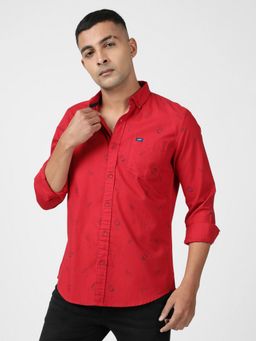 Lee - Men Printed Red Shirt (Slim)