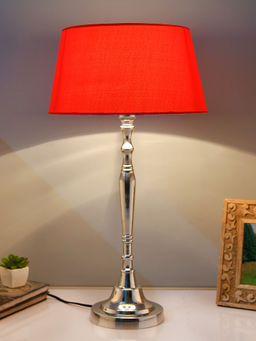 Homesake - Imperial Nickel Lamp With Red Shade
