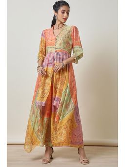 Soch - Multicolor Printed Asymmetrical Kurta and Palazzo (Set of 2)