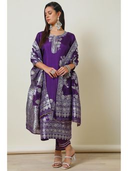 Soch - Purple Sequined Kurta with Pant and Dupatta (Set of 3)