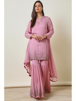 Soch - Pink Embellished Kurti with Sharara and Dupatta (Set of 3)