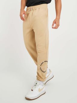 Styli - Men Heavy Fleece Oversized Beige Joggers