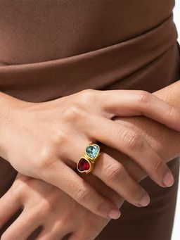 Sorele - Women Anti-Tarnish 18K Gold-Plated Pearl Beaded Half Band Ring