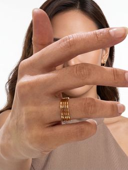 Sorele - Women Anti-Tarnish 18K Gold-Plated Emerald-Toned Crystal Minimal Bar Ring (7)