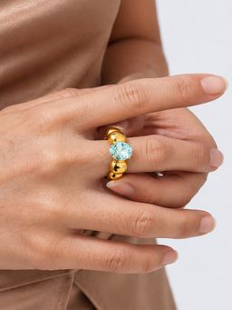 Sorele - Women Anti-Tarnish 18K Gold-Plated Organic Shape Minimal Band Ring