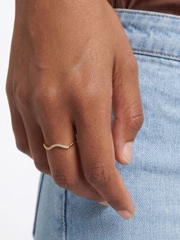 Sorele - Women Anti-Tarnish Ripple Gold Plated Diamond Band Ring
