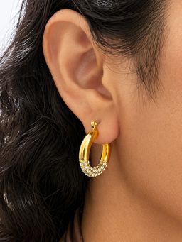 Sorele - Women Anti-Tarnish 18K Soft Diamond Gold Plated Hoop Earrings