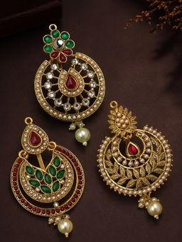 OOMPH - Gold Tone Kundan Hair Bun Pins (Pack of 3)