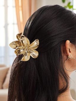 Fabula - Big Flower Shape Gold Tone Fashion Hair Claw