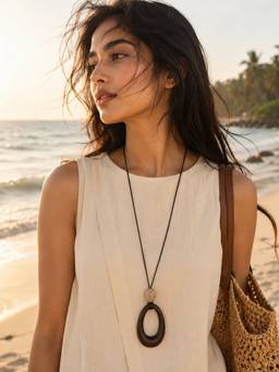 Niska - Minimalist Black Stone Pendant Necklace