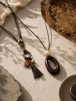Niska - Geometric Resin Pendant Necklace (Pack of 2)