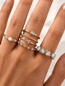 Niska - Gold Stackable Rings (Pack of 6)