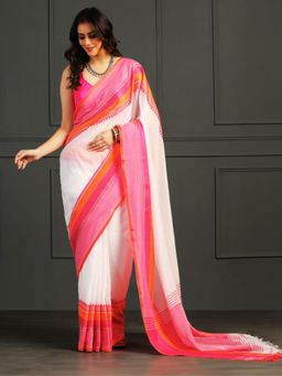 Aditri - White Handloom Khadi Cotton Saree with Running Blouse