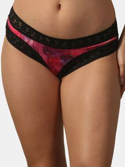 SOIE - Women Mid Rise Lace Back Printed Cheekini Panty