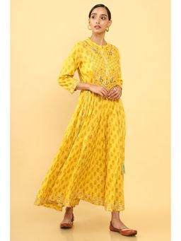 Soch - Women Yellow Cotton Printed Kurta