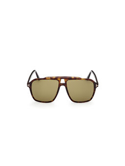 Tom Ford Eyewear - Men Acetate Square Green Lens Sunglass-Ft1209 56 52N (56)