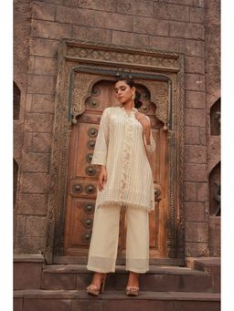CUSTARD - Cream Knee Length Kurti with Pant