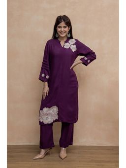 CUSTARD - Purple Cotton Kurta with Pant