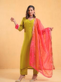 The Svaya - Sap Green Kurta with Pant and Dupatta