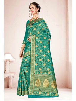Suha - Green Colour Designer Weaving Saree with Unstitched Blouse